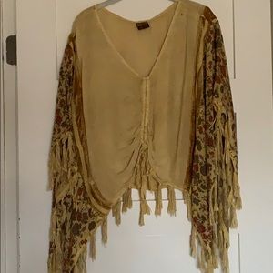Handmade floral fringe shawl